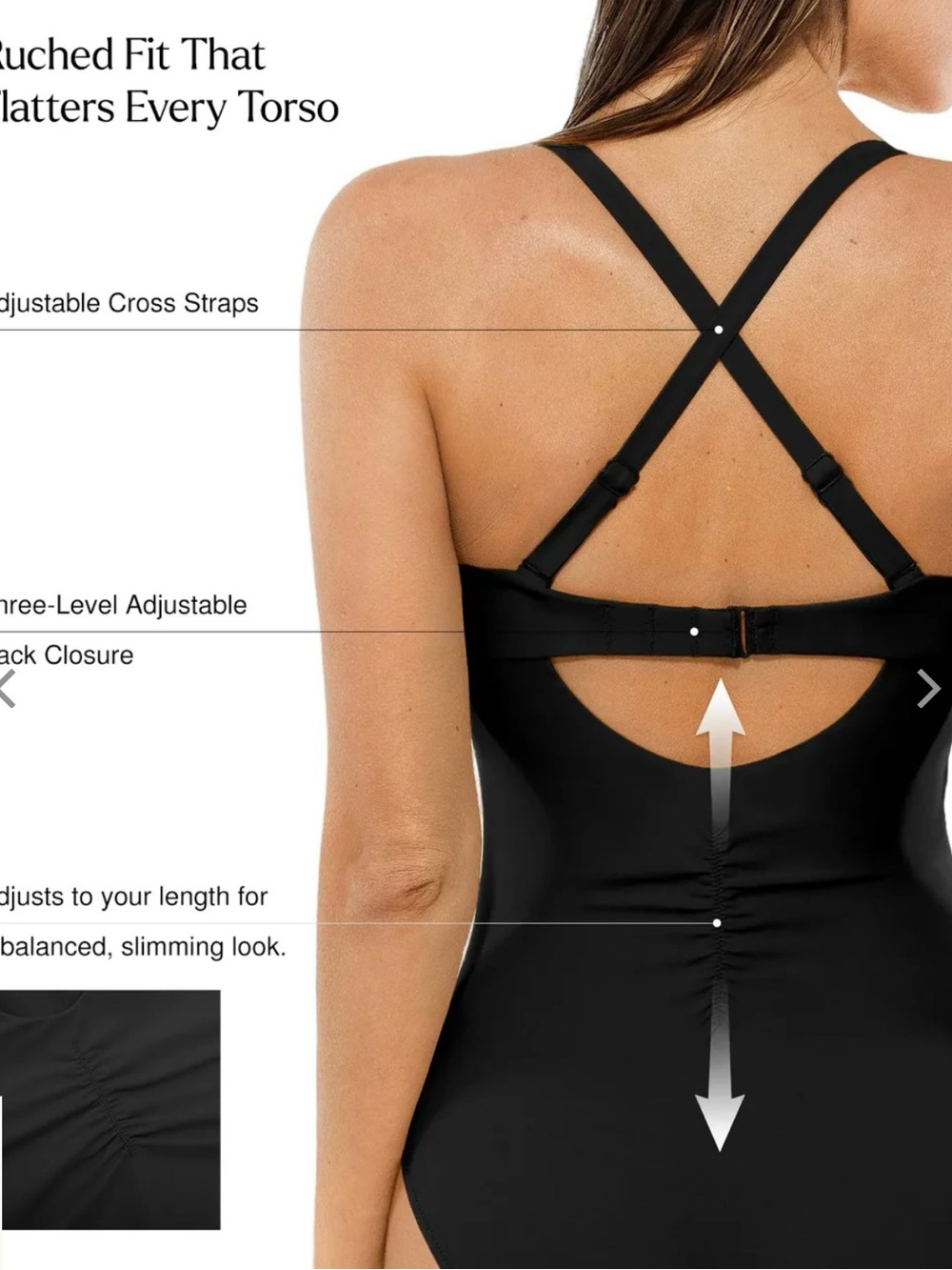 Popilush Twist & Shirred Sculpting One-Piece with Removable Straps size S - Picture 3 of 10